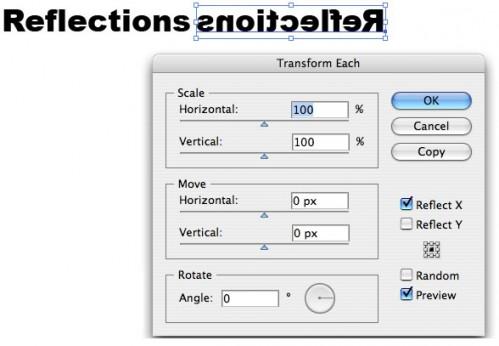 Come immagine speculare testo in Adobe Illustrator