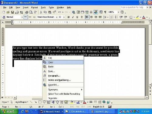 Come copiare / tagliare il testo in un documento di Microsoft Word