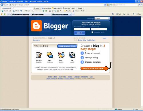 Come registrarsi a Blogger.com