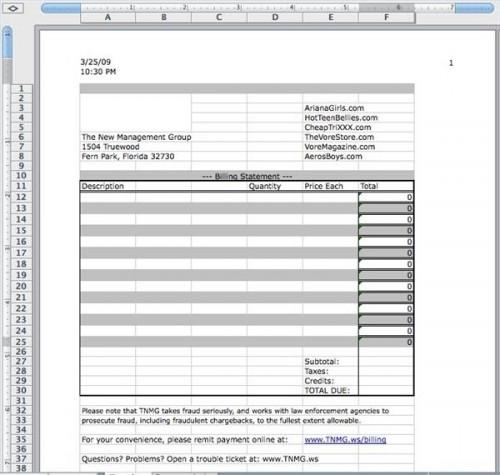 Impostazione di una fattura con Excel