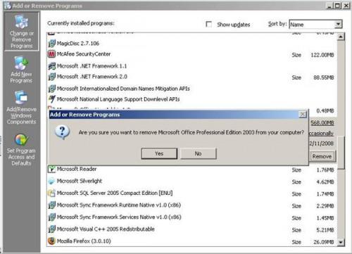 Come rimuovere Microsoft Office XP