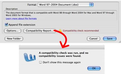 Che cos'è la modalità di compatibilità MS Word?