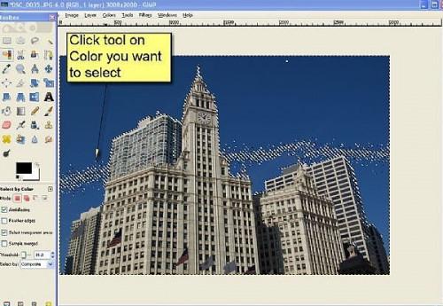 Come utilizzare la Selezione per strumento di colore in GIMP
