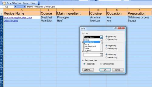 Come creare un foglio di calcolo Excel Ricetta