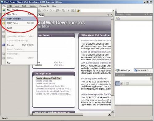 Come collegare con Visual Web Developer 2005 Express Edition per eNom webhosting