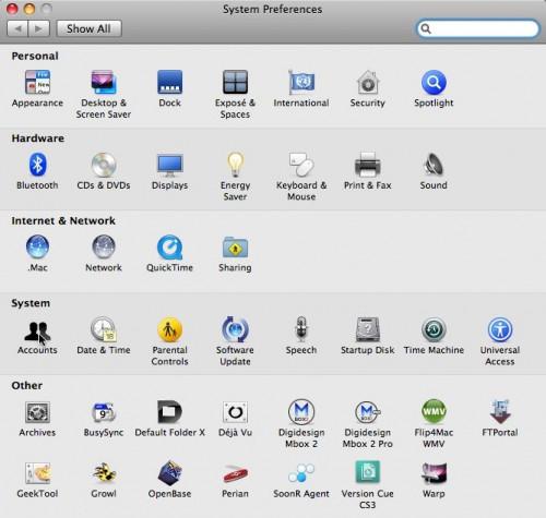 Come rimuovere pannello delle preferenze I prodotti in Mac OS X