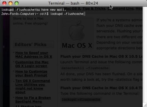 Come svuotare la cache DNS in Mac OS X